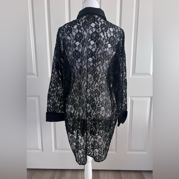 Victoria's Secret Gold Label Vintage Black Lace Long Sleeve Nightgown size P/S - Picture 2 of 12